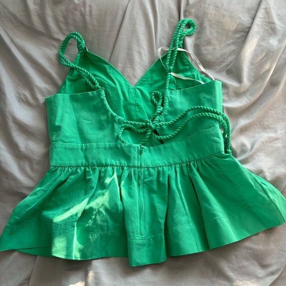 Lilly Pulitzer Green Babydoll Cord Open Back Top - Picture 3 of 6